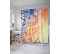 Штора (занавеска) для ванной JoyArty "Космический жемчуг" из сатена, 180х200 см с крючками, sc_5526