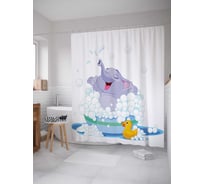 Штора (занавеска) для ванной JoyArty "Ванна для слоника" из сатена, 180х200 см с крючками, sc_9540