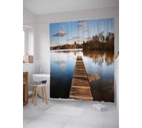 Штора (занавеска) для ванной JoyArty "Рыбацкий мост" из сатена, 180х200 см с крючками, sc_6526