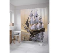 Штора (занавеска) для ванной JoyArty "Борьба с волнами" из сатена, 180х200 см с крючками, sc_8260