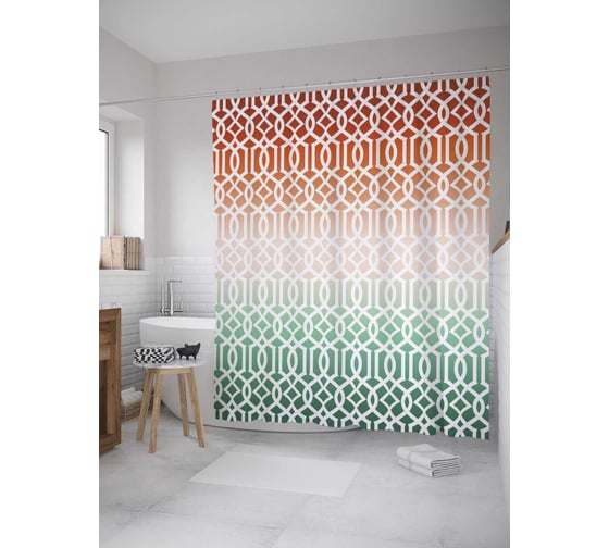 Штора (занавеска) для ванной JoyArty "Узор с градиентом" из сатена, 180х200 см с крючками, sc_8599 1