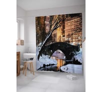 Штора (занавеска) для ванной JoyArty "Зимний город" из сатена, 180х200 см с крючками, sc_9614