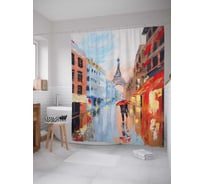 Штора (занавеска) для ванной JoyArty "В париже под дождем" из сатена, 180х200 см с крючками, sc_4871