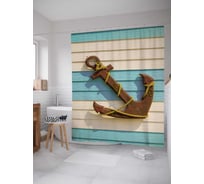 Штора (занавеска) для ванной JoyArty "Перевязанный якорь" из сатена, 180х200 см с крючками, sc_6536