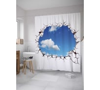 Штора (занавеска) для ванной JoyArty "Небесное отверстие" из сатена, 180х200 см с крючками, sc_8069