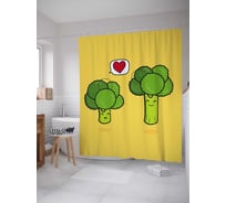 Штора (занавеска) для ванной JoyArty "Влюбленные брокколи" из сатена, 180х200 см с крючками, sc_91962