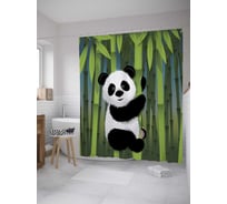Штора (занавеска) для ванной JoyArty "Счастливая панда" из сатена, 180х200 см с крючками, sc_9551