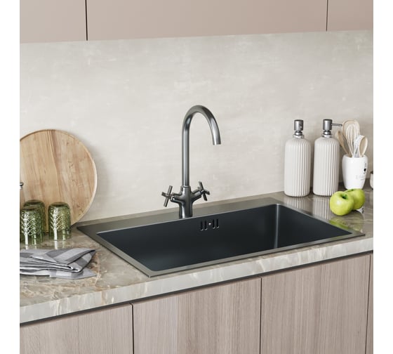 Смеситель для кухни MIXLINE 1/2 кер. ML38-032 Graphite высокий излив ГРАФИТ 553897