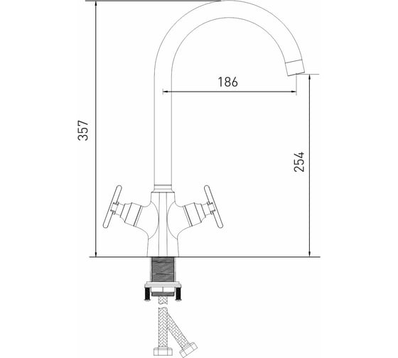 Смеситель для кухни MIXLINE 1/2 кер. ML38-032 Graphite высокий излив ГРАФИТ 553897