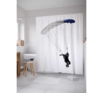 Штора (занавеска) для ванной JoyArty "Парашютный полет" из сатена, 180х200 см с крючками, sc_7739