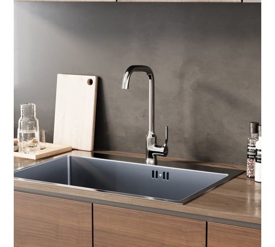 Смеситель для кухни MIXLINE 35k ML40-032 Flat высокий излив боковая ручка 553906