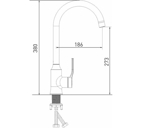 Смеситель для кухни MIXLINE 35k ML40-032 Flat высокий излив боковая ручка 553906