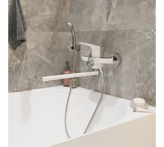 Смеситель для ванны и умывальника MIXLINE 35k ML41-02 Swan White БЕЛЫЙ 553910