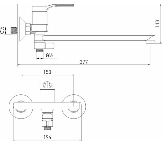Смеситель для ванны и умывальника MIXLINE 35k ML40-02 Flat 553905