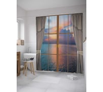 Штора (занавеска) для ванной JoyArty "Мысли у окна" из сатена, 180х200 см с крючками, sc_8483