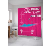 Штора (занавеска) для ванной JoyArty "Вторые свидания лучше" из сатена, 180х200 см с крючками, sc_7392