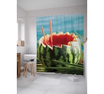 Штора (занавеска) для ванной JoyArty "Арбузный коктейль" из сатена, 180х200 см с крючками, sc_7460