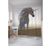 Штора (занавеска) для ванной JoyArty "Единорог в пустыне" из сатена, 180х200 см с крючками, sc_5140