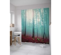 Штора (занавеска) для ванной JoyArty "Лесная потеря" из сатена, 180х200 см с крючками, sc_8402