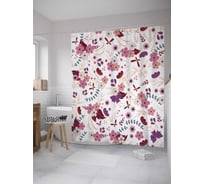 Штора (занавеска) для ванной JoyArty "Цветочные взрывы" из сатена, 180х200 см с крючками, sc_8188