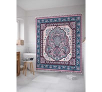 Штора (занавеска) для ванной JoyArty "Узорчатый лотос" из сатена, 180х200 см с крючками, sc_33878