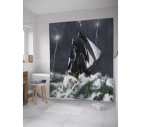 Штора (занавеска) для ванной JoyArty "Штормовое море" из сатена, 180х200 см с крючками, sc_8259