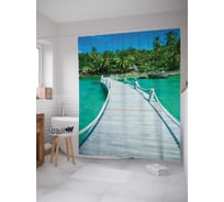 Штора (занавеска) для ванной JoyArty "Мост у берега" из сатена, 180х200 см с крючками, sc_6539