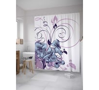 Штора (занавеска) для ванной JoyArty "Цветочные спирали" из сатена, 180х200 см с крючками, sc_8176