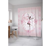 Штора (занавеска) для ванной JoyArty "Балерина" из сатена, 180х200 см с крючками, sc_7343