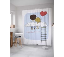 Штора (занавеска) для ванной JoyArty "Облако любви" из сатена, 180х200 см с крючками, sc_91941