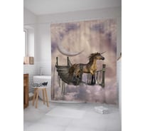 Штора (занавеска) для ванной JoyArty "Единорог в облаках" из сатена, 180х200 см с крючками, sc_4962