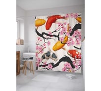 Штора (занавеска) для ванной JoyArty "Разные кои" из сатена, 180х200 см с крючками, sc_38753