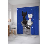 Штора (занавеска) для ванной JoyArty "Ночные коты" из сатена, 180х200 см с крючками, sc_4859