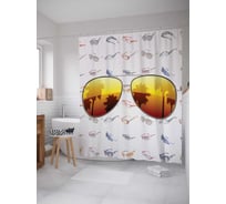 Штора (занавеска) для ванной JoyArty "Морские очки" из сатена, 180х200 см с крючками, sc_7313