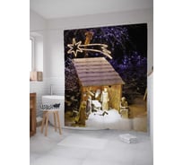 Штора (занавеска) для ванной JoyArty "Соломенный вертеп" из сатена, 180х200 см с крючками, sc_79780