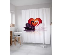 Штора (занавеска) для ванной JoyArty "Два лебедя" из сатена, 180х200 см с крючками, sc_91939