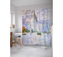 Штора (занавеска) для ванной JoyArty "Лодки Регаты в Аржантее" из сатена, 180х200 см с крючками, sc_7793