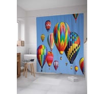 Штора (занавеска) для ванной JoyArty "Небо воздушных шаров" из сатена, 180х200 см с крючками, sc_7741
