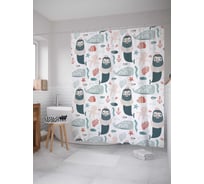 Штора (занавеска) для ванной JoyArty "Царь-рыба" из сатена, 180х200 см с крючками, sc_78992