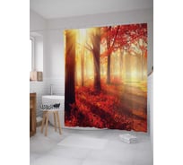 Штора (занавеска) для ванной JoyArty "Солнечный лесной туман" из сатена, 180х200 см с крючками, sc_6475