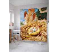 Штора (занавеска) для ванной JoyArty "Благословение Ангела" из сатена, 180х200 см с крючками, sc_79779