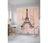 Штора (занавеска) для ванной JoyArty "Порадуйся в Париже" из сатена, 180х200 см с крючками, sc_8438