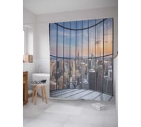 Штора (занавеска) для ванной JoyArty "Мысли в небоскребе" из сатена, 180х200 см с крючками, sc_8285