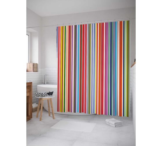 Штора (занавеска) для ванной JoyArty "Красочный дух" из сатена, 180х200 см с крючками, sc_32130 1