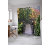 Штора (занавеска) для ванной JoyArty "Лесной стиль" из сатена, 180х200 см с крючками, sc_9531