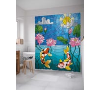 Штора (занавеска) для ванной JoyArty "Мозаика с карпами" из сатена, 180х200 см с крючками, sc_38746