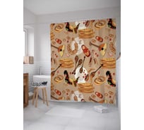 Штора (занавеска) для ванной JoyArty "Праздник масленицы" из сатена, 180х200 см sc_378847