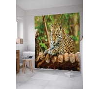 Штора (занавеска) для ванной JoyArty "Наблюдатель" из сатена, 180х200 см с крючками, sc_37573