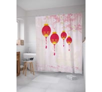 Штора (занавеска) для ванной JoyArty "Летающие светильники" из сатена, 180х200 см с крючками, sc_38801