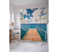Штора (занавеска) для ванной JoyArty "Фонари на причале" из сатена, 180х200 см с крючками, sc_8273